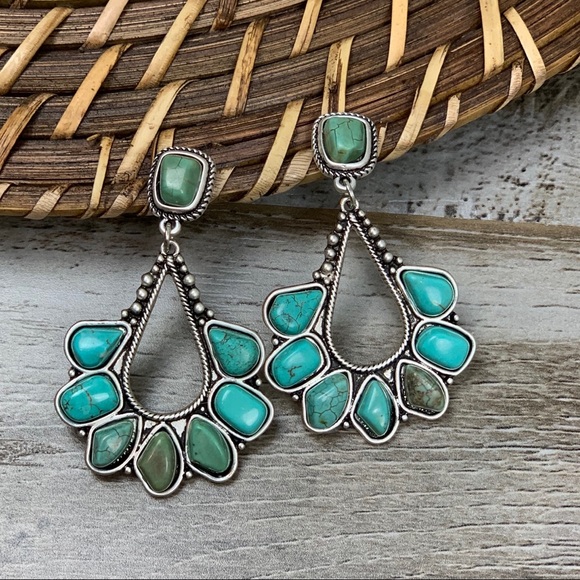 Whispering Winds Turquoise Teardrop Earrings Blue - Picture 2 of 6